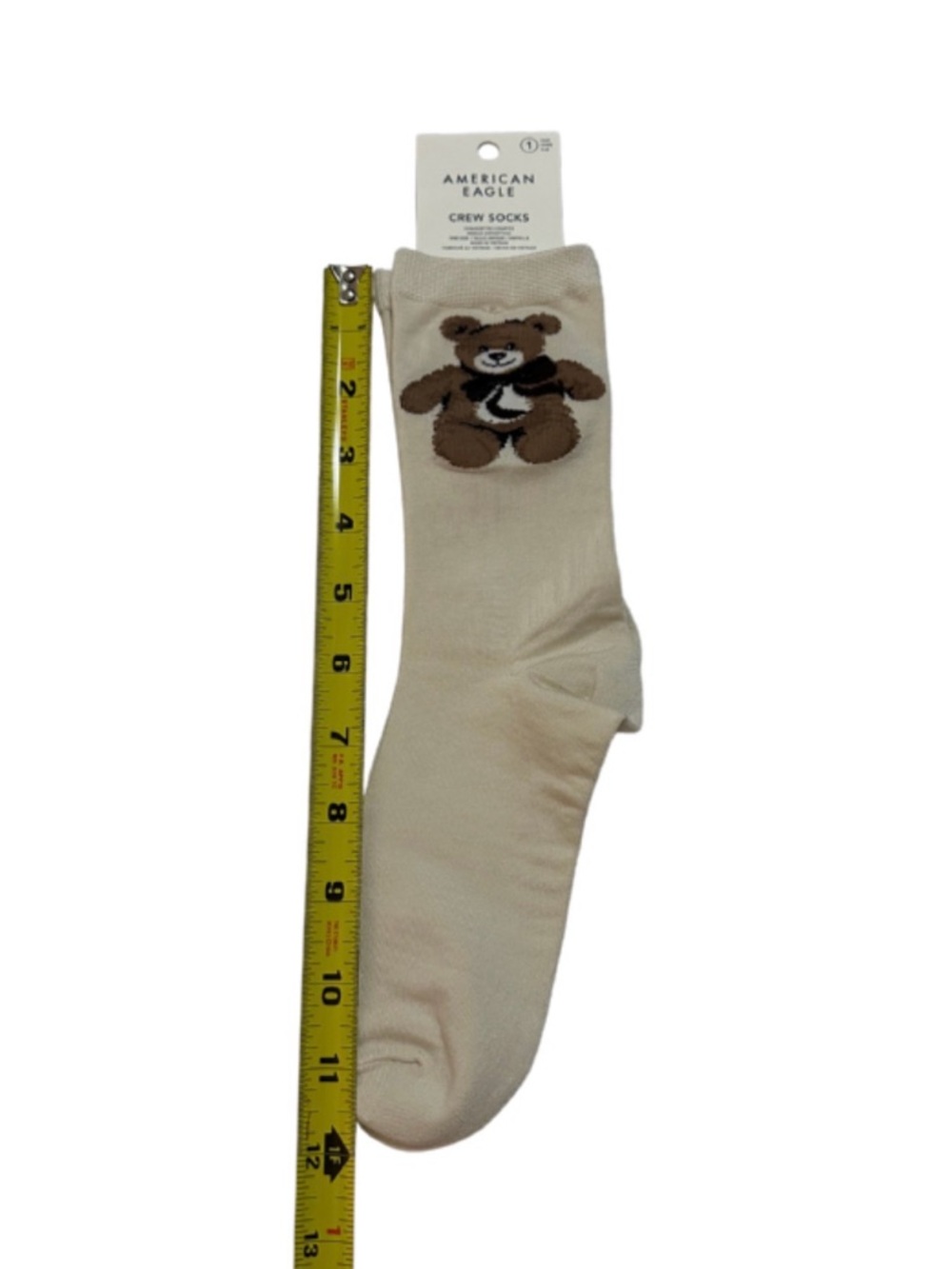 AMERICAN EAGLE TEDDY BEAR CREW SOCKS BROWN COZY NOVELTY KAWAII COZY LOUNGE NWT - Picture 5 of 8